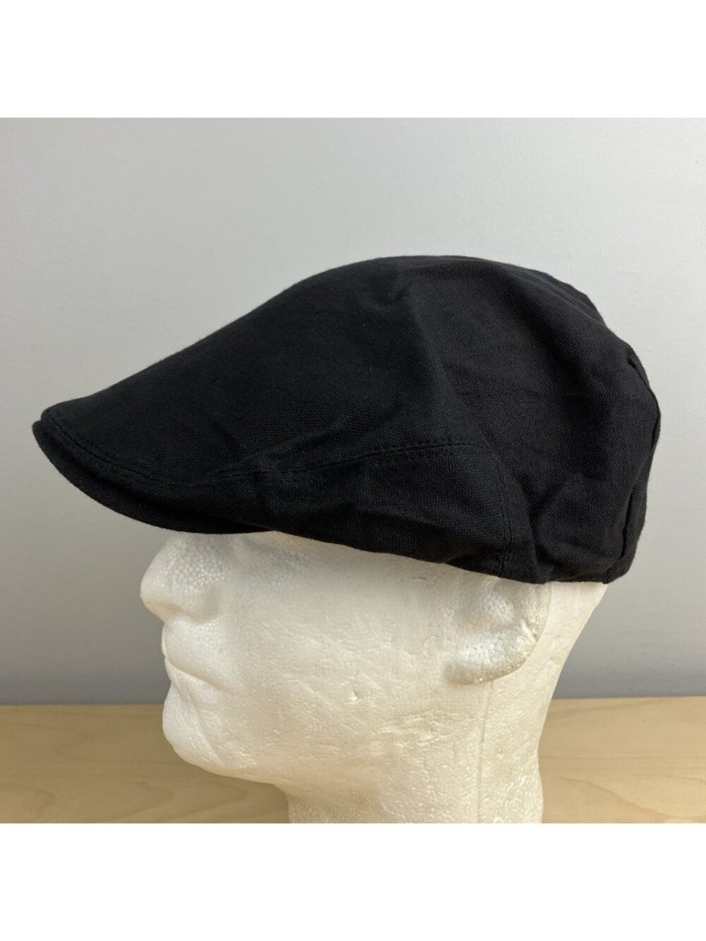 Stetson Linen Cotton Blend Newsboy Driver's Black Cabbie Cap Hat Men's Size S/M